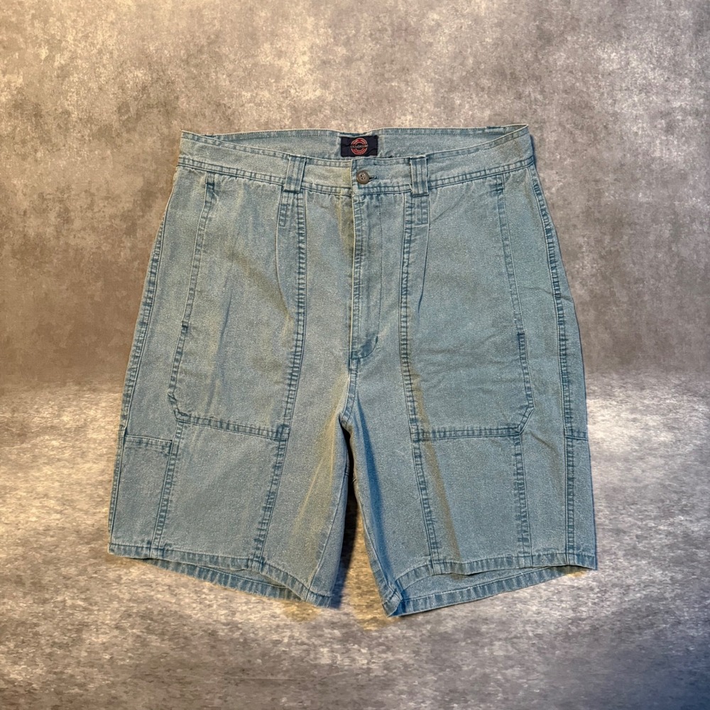 VTG Claybrooke Outdoors Denim Cargo Shorts Mens 34 Blue Gorpcore Jorts 90s Y2K